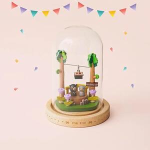 DIY Base Material - Glass Doll Dome with Wood Base｜1087863